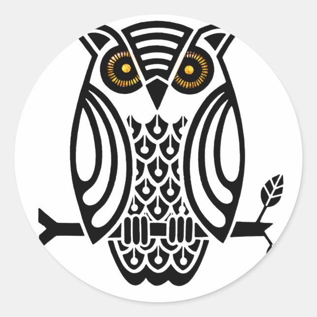 Grafisches Hoot Owl Runder Aufkleber (Vorderseite)