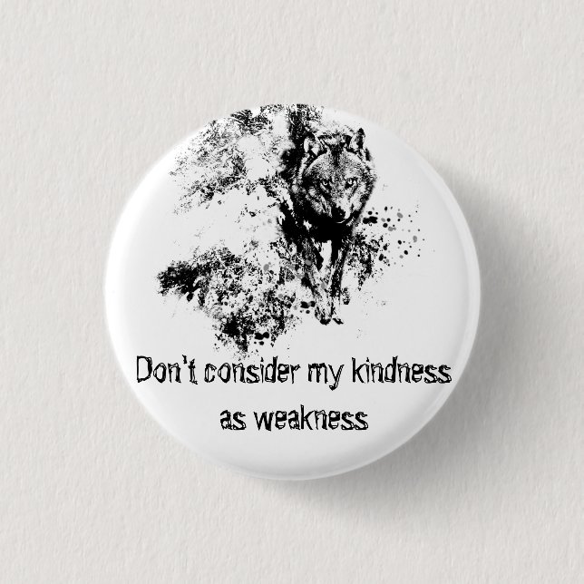 Grafisches Kunst-Grauer Wolf-Wildlife-Kindness-Zit Button (Vorderseite)
