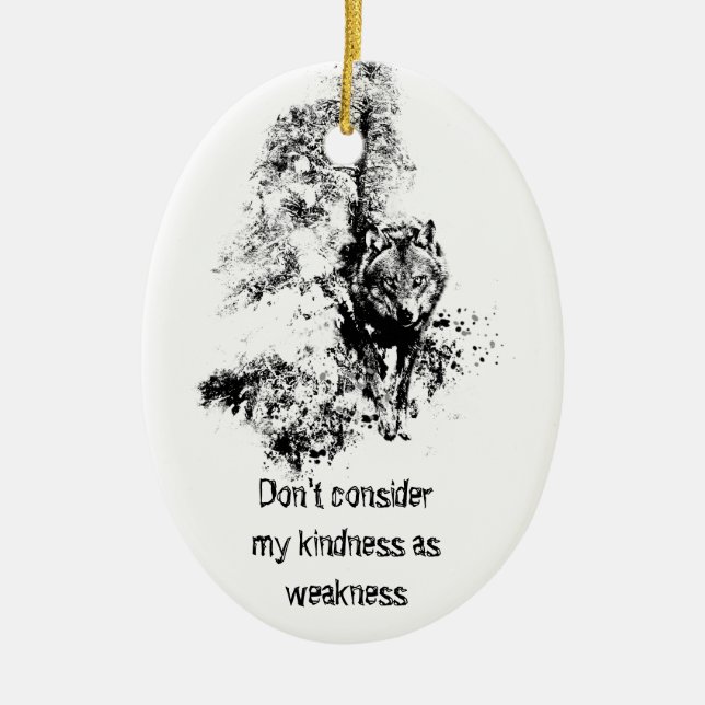 Grafisches Kunst-Grauer Wolf-Wildlife-Kindness-Zit Keramik Ornament (Vorne)