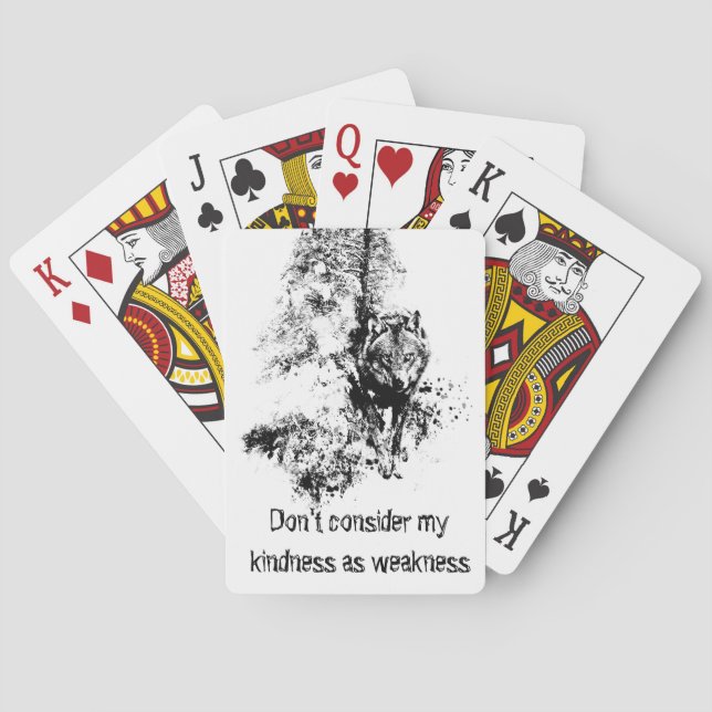 Grafisches Kunst-Grauer Wolf-Wildlife-Kindness-Zit Spielkarten (Rückseite)