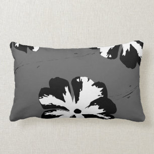 Grafisches Pansy-Grau, Schwarzes u. Weiß Lendenkissen