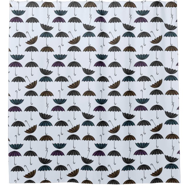 Grafisches Regenschirm-Muster Duschvorhang (Vorderseite)