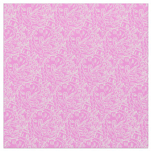 Grafisches rosa Gartennelken-Blumen-Kunstmuster Stoff