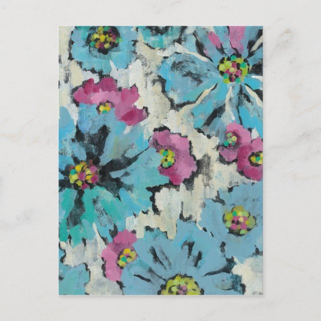 Grafisches Rosa und blaues Blau Postkarte (Vorderseite)
