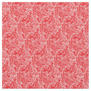 Grafisches rotes Gartennelken-Blumen-Kunstmuster Stoff