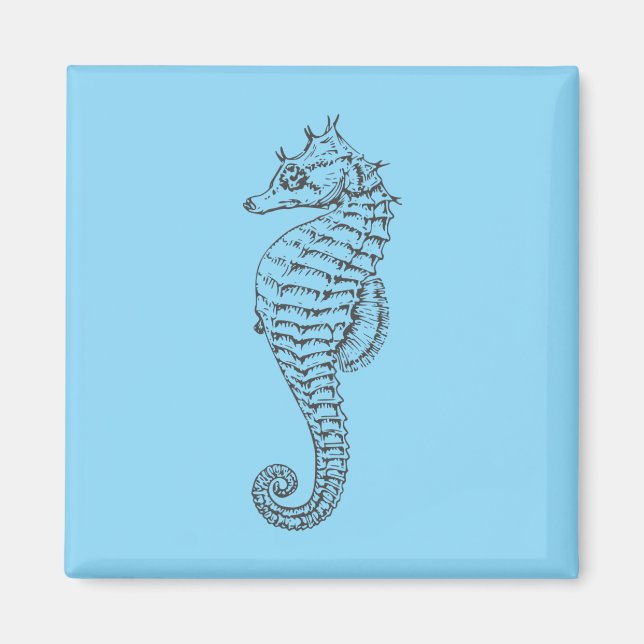 grafisches Seepferd in hellblau Magnet (Vorne)