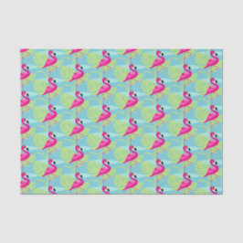 Grafisches Seidenpapier des rosa Vogels des Aqua