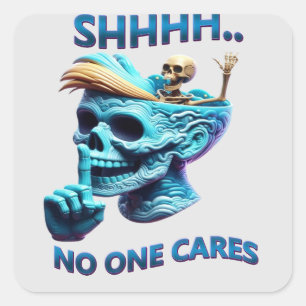 Grafisches T-Shirt mit schlichter Sensenmann-Meldu Quadratischer Aufkleber