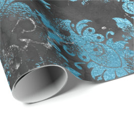 Grafit Grau Blau Blütengrungy Shabby Geschenkpapier