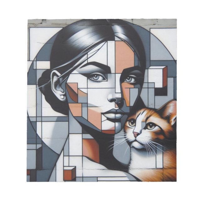 Grafitti Cat Lady Notepad Notizblock (Vorderseite)