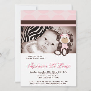 Graham Crackers Girl Pink Dog Invitation d'anniver