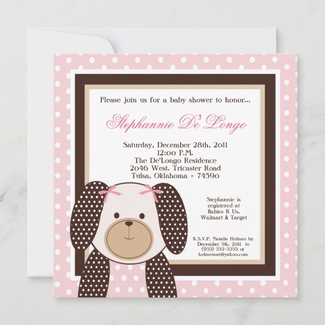 Graham Crackers Girl Rose Baby shower Invitation (Devant)