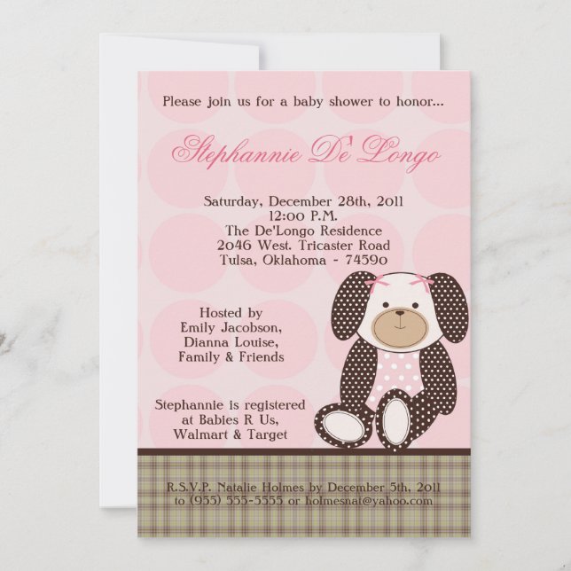 Graham Crackers Girl Rose Baby shower Invitation (Devant)