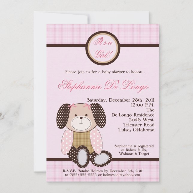 Graham Crackers Girl Rose Baby shower Invitation (Devant)