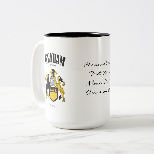 Graham Familienwappen, Translation & Meaning Zweifarbige Tasse (Vorderseite Links)