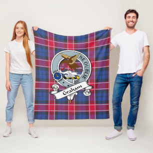 Graham of Menteith Pink Clan Abzeichen Tartan Kari Fleecedecke