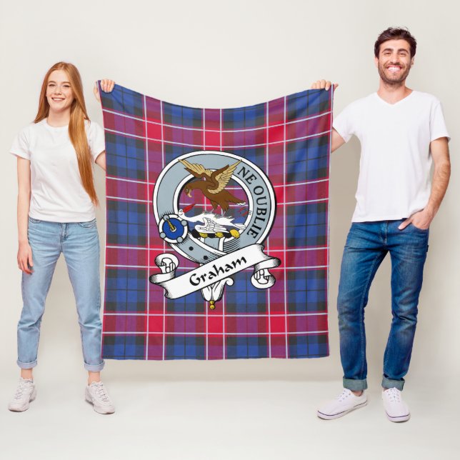 Graham of Menteith Pink Clan Abzeichen Tartan Kari Fleecedecke (Beispiel)