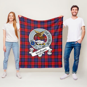 Graham of Menteith Red Clan Abzeichen Tartan Karie Fleecedecke