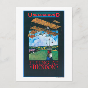 Grahame-White und Flugzeug über dem Flugplatzplaka Postkarte