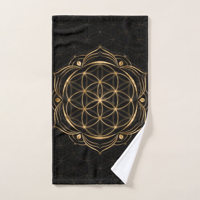 Graine de vie en Lotus - Géométrie sacrée (Serviette à main)