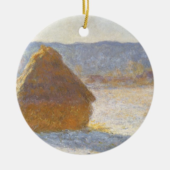 Grainstack am Morgen, Schneeeffekt von Claude Mone Keramikornament (Vorne)