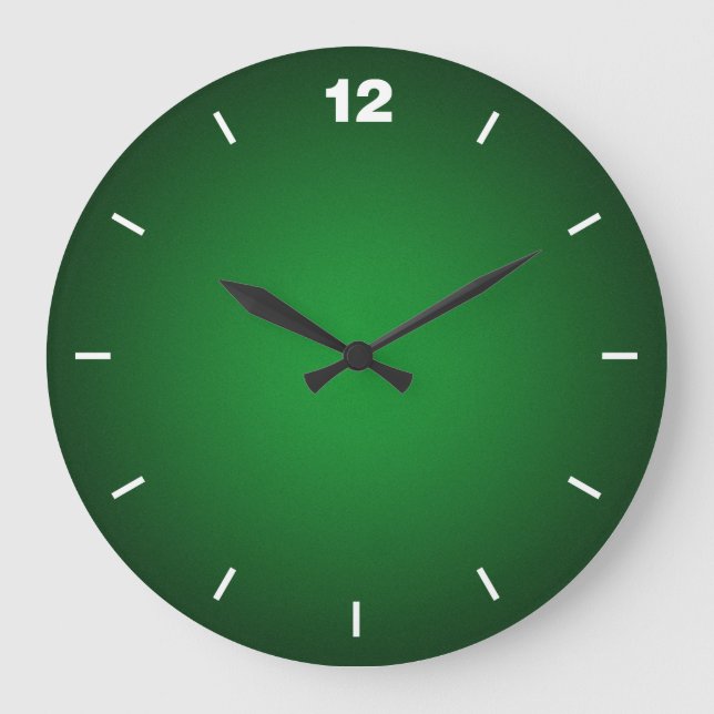 Grainy Green-Black Ombre Vignette Große Wanduhr (Vorderseite)