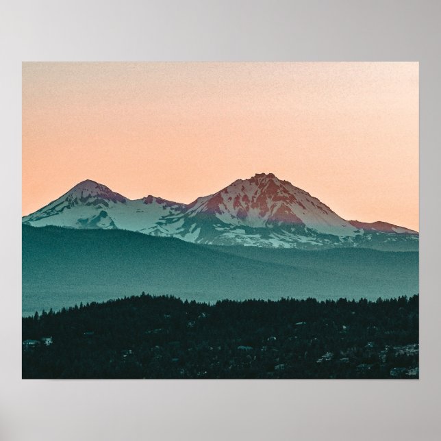 Grainy Sunset Mountain View // Orange Skies Poster (Vorne)