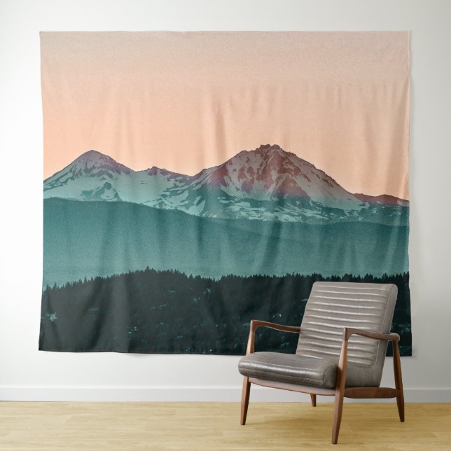 Grainy Sunset Mountain View // Orange Skies Wandteppich (Beispiel (Horizontal))