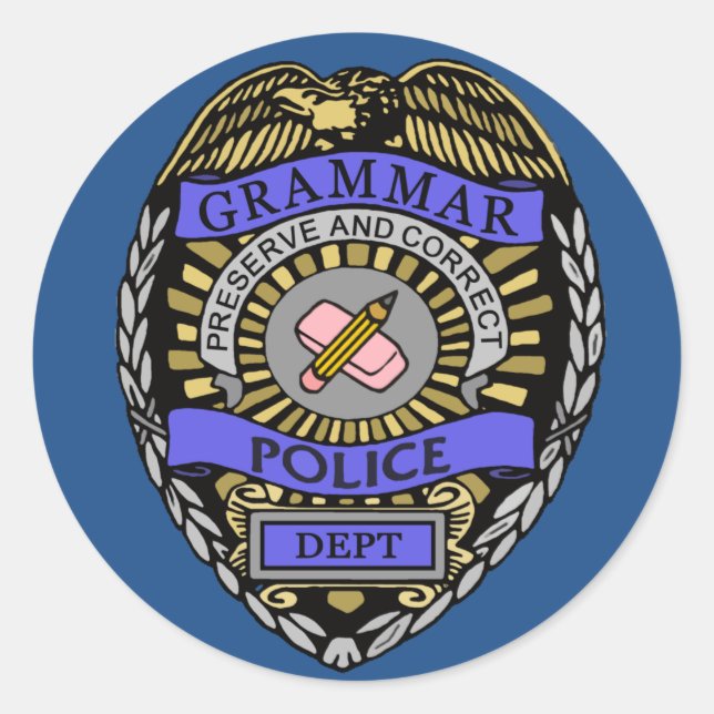 Grammar Police Dept Abzeichen Pencil Eraser Runder Aufkleber (Vorderseite)