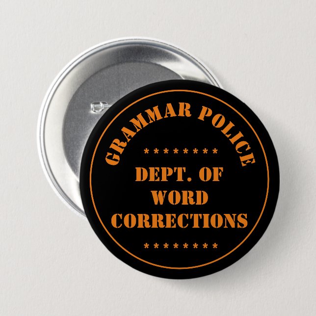 Grammar Police Spaß Button (Vorne & Hinten)