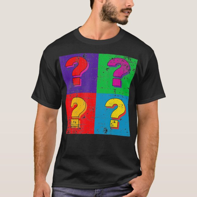Grammar Punctuation Question Marks Retro Pop Art F T-Shirt (Vorderseite)