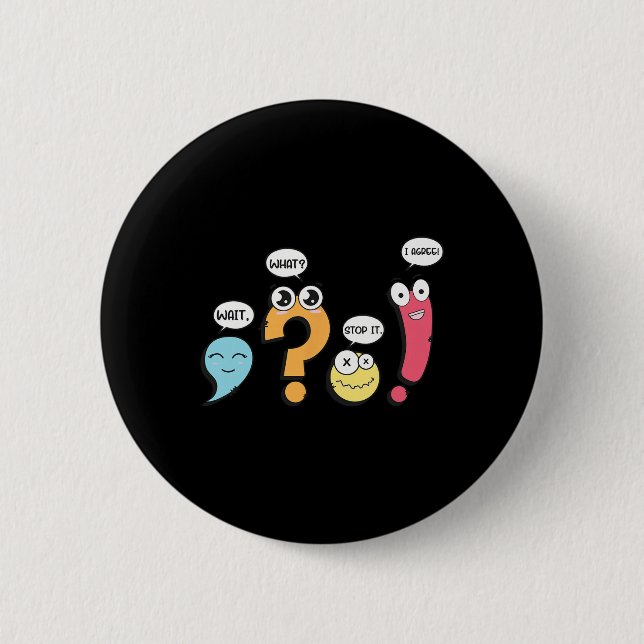 Grammatik Interpunktion Wart Was Stop Es Ich Stimm Button (Vorderseite)