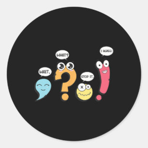 Grammatik Interpunktion Wart Was Stop Es Ich Stimm Runder Aufkleber