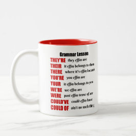 Grammatik-Lektions-Spaß sind sie ihre dort Zweifarbige Tasse