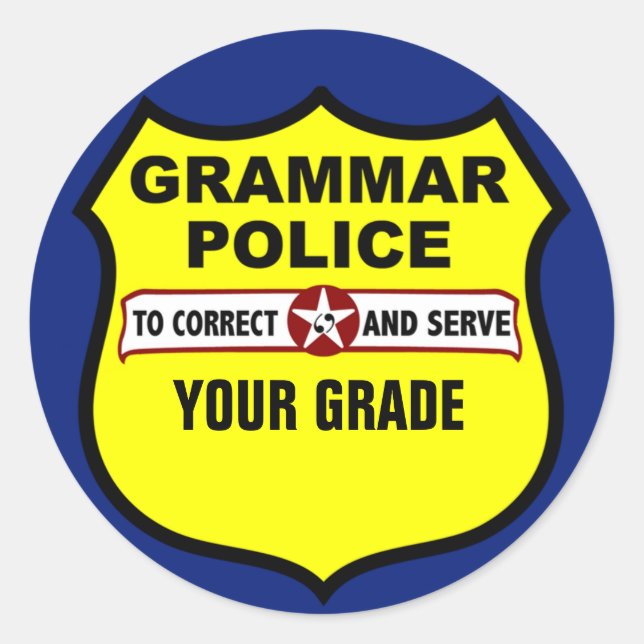 Grammatik-Polizei-Lehrer-ordnende Aufkleber (Vorderseite)
