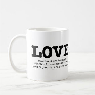 Grammatik-Tassen-Liebe-Definitions-englische Kaffeetasse