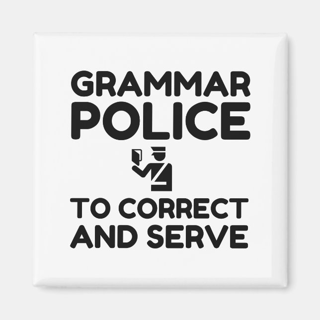 Grammatikpolizei zur Korrektur und zum Servieren v Magnet (Vorne)
