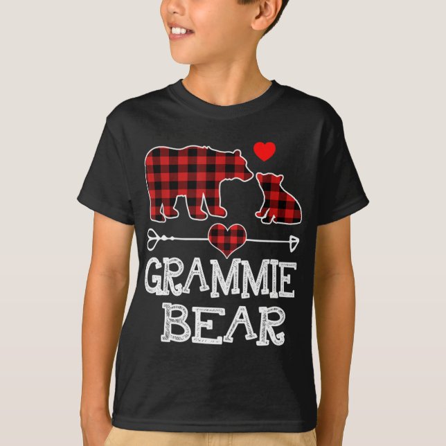 Grammie Bear Christmas Pajama Red Kariert Buffalo  T-Shirt (Vorderseite)