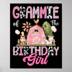 Grammie der Geburtstagskinder-Farm Kuh Rosa 1. Bir Poster