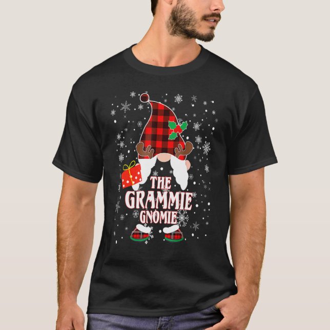 Grammie Gnome Buffalo Plaid Matching Family Christ T-Shirt (Vorderseite)