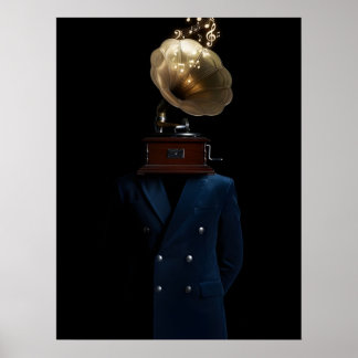 Grammofon-Kopf Gentleman Poster