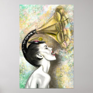 Grammophon-Frau-Plakat Poster