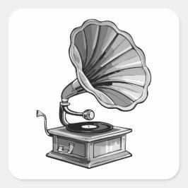 Grammophon Quadratischer Aufkleber