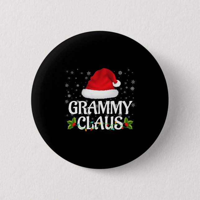 Grammy Claus Christmas Lights Santa Pajama Family  Button (Vorderseite)