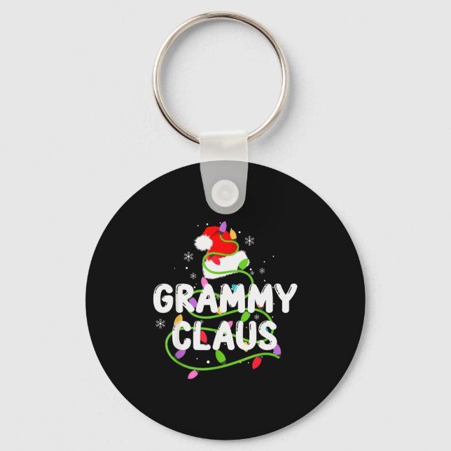 Grammy Claus Funny Christmas Lights Pajama Family  Schlüsselanhänger (Vorderseite)
