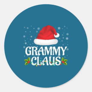 Grammy Claus Weihnachtslichter Santa Pyjama Famili Runder Aufkleber