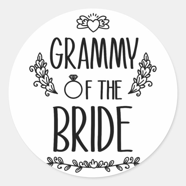 Grammy der Braut-Hochzeitsfamilie Runder Aufkleber (Vorderseite)