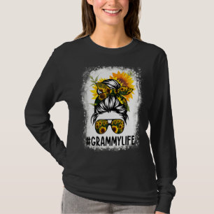 Grammy Life Messy Hair Bun Sonnenblume Frauen Mutt T-Shirt