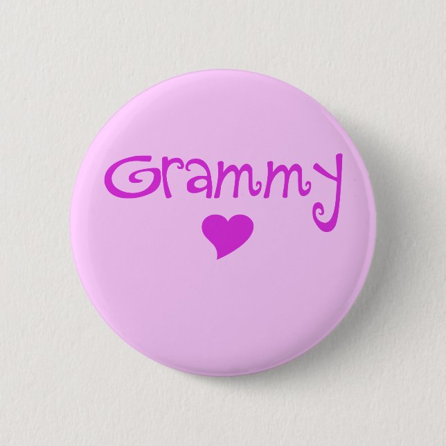 Grammy mit Herz Lila Button (Vorderseite)