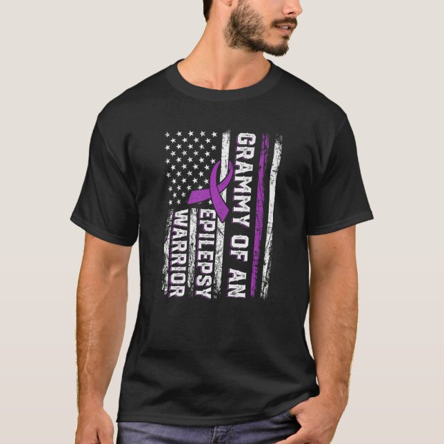 Grammy of a Warrior Epilepsy Purple Ribbon Support T-Shirt (Vorderseite)